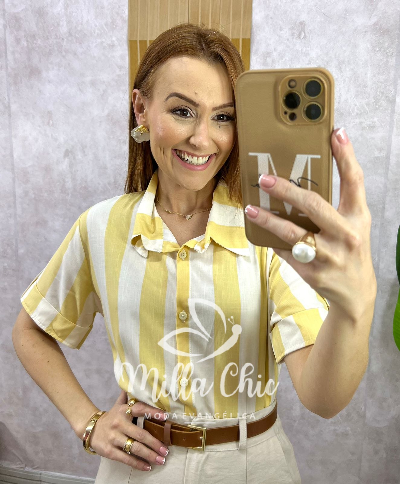 Milla Chic - millachic com br camisa pietra em listras amarela 6 Camisa Pietra em Listras - Amarela - Milla Chic