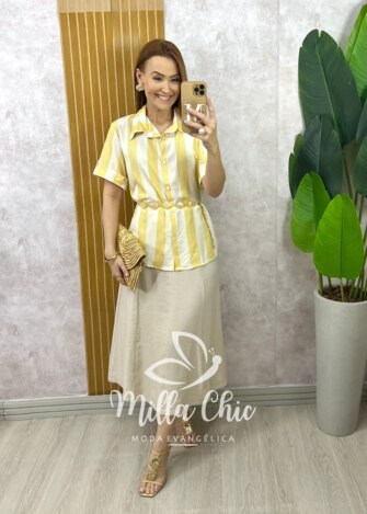 Milla Chic - millachic com br camisa pietra em listras amarela 7 Camisa Pietra em Listras - Amarela - Milla Chic