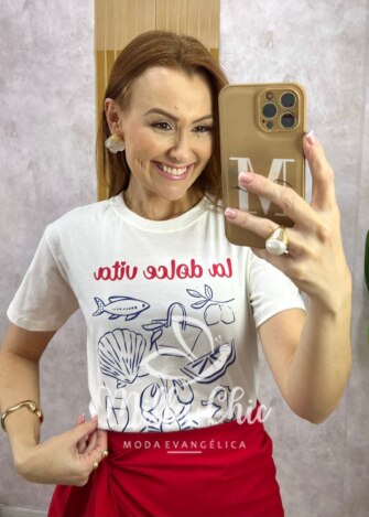 Camisa Romana em Viscolinho Listrada - Vermelha - Milla Chic