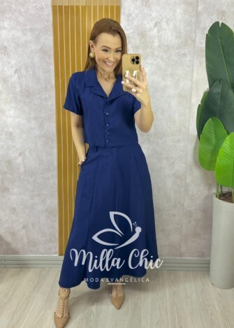 Conjunto Damares em Alfaiataria Marrant - Azul Marinho - Milla Chic