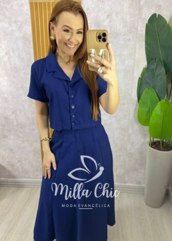Conjunto Damares em Alfaiataria Marrant - Azul Marinho - Milla Chic