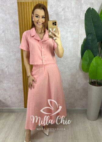 Conjunto Damares em Alfaiataria Marrant - Rosa - Milla Chic