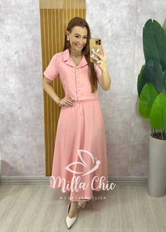 Conjunto Damares em Alfaiataria Marrant - Rosa - Milla Chic