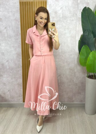 Conjunto Damares em Alfaiataria Marrant - Rosa - Milla Chic