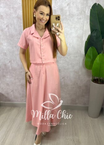 Conjunto Damares em Alfaiataria Marrant - Rosa - Milla Chic