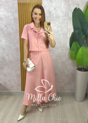Conjunto Damares em Alfaiataria Marrant - Rosa - Milla Chic