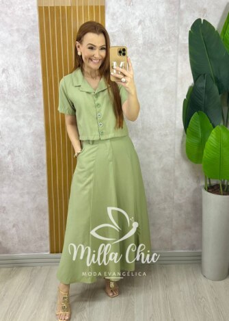 Conjunto Damares em Alfaiataria Marrant - Pistache - Milla Chic