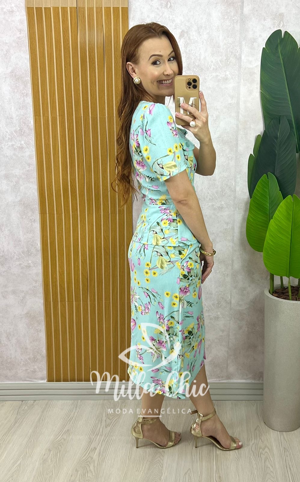 Milla Chic - millachic com br conjunto dulce em linho estampado verde acqua 2 Conjunto Dulce em Linho Estampado - Verde Acqua - Milla Chic