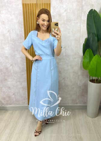 Conjunto Maitê em Alfaiataria Marrant - Azul Céu - Milla Chic