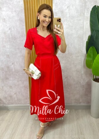 Milla Chic - millachic com br conjunto maite em alfaiataria marrant vermelho 1 Conjunto Maitê em Alfaiataria Marrant - Vermelho - Milla Chic
