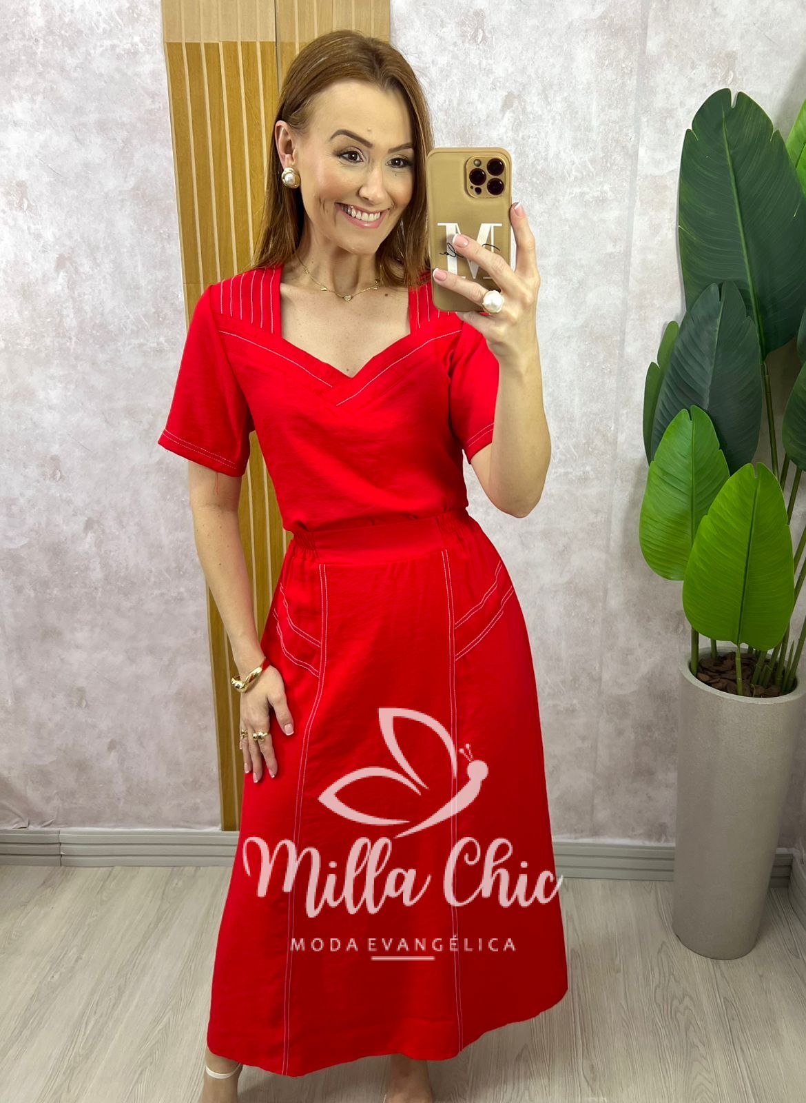 Milla Chic - millachic com br conjunto maite em alfaiataria marrant vermelho 3 Conjunto Maitê em Alfaiataria Marrant - Vermelho - Milla Chic