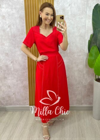 Milla Chic - millachic com br conjunto maite em alfaiataria marrant vermelho Conjunto Maitê em Alfaiataria Marrant - Vermelho - Milla Chic