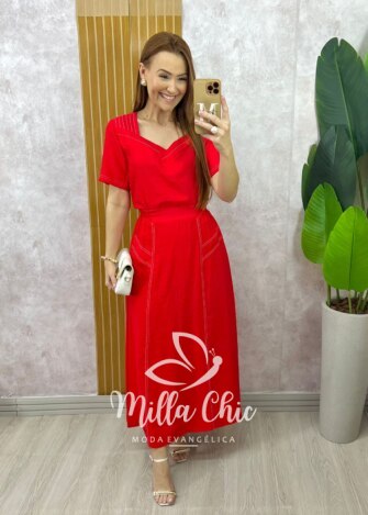 Conjunto Maitê em Alfaiataria Marrant - Vermelho - Milla Chic