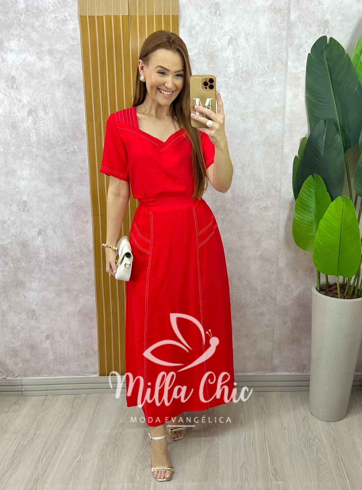 Milla Chic - millachic com br conjunto maite em alfaiataria marrant vermelho 4 Conjunto Maitê em Alfaiataria Marrant - Vermelho - Milla Chic