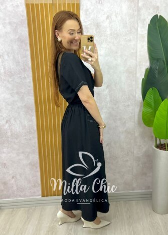 Conjunto Maitê em Alfaiataria Marrant - Preto - Milla Chic
