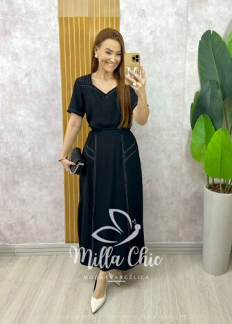 Conjunto Maitê em Alfaiataria Marrant - Preto - Milla Chic