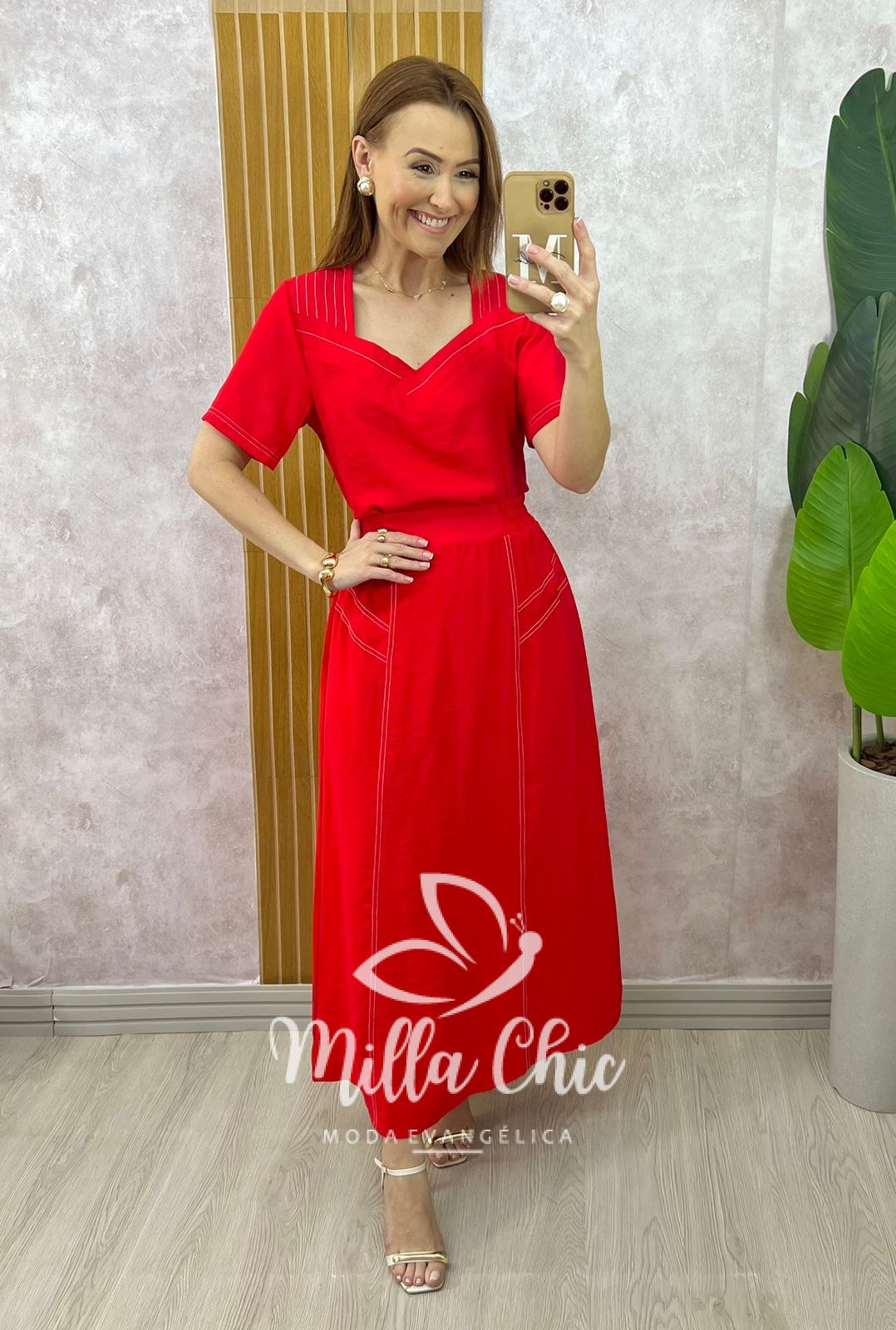Milla Chic - millachic com br conjunto maite em alfaiataria marrant vermelho Conjunto Maitê em Alfaiataria Marrant - Vermelho - Milla Chic