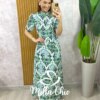 Conjunto Olívia em Linho Estampado - Azul Marinho - Milla Chic