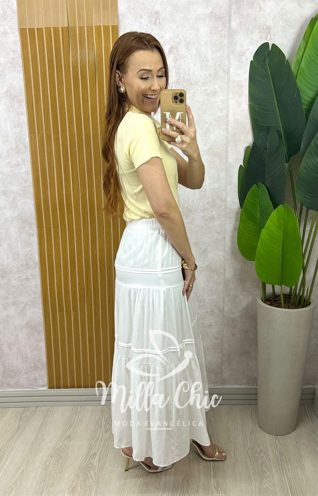 Milla Chic - millachic com br saia cibele em rayon azul copia 1 Saia Cibele em Rayon - Branca - Milla Chic