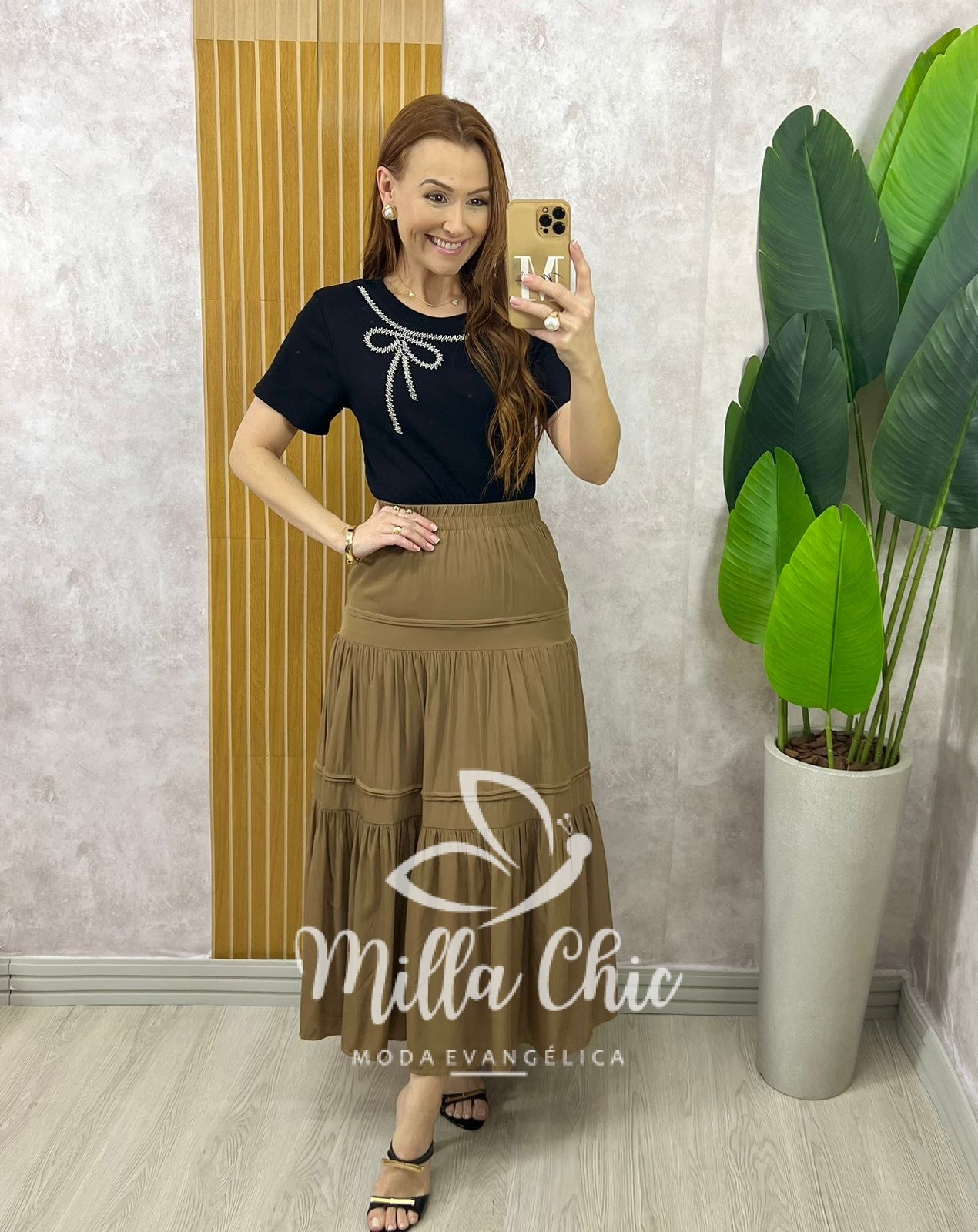 Milla Chic - millachic com br saia cibele em rayon azul copia 10 Saia Cibele em Rayon - Castanho - Milla Chic
