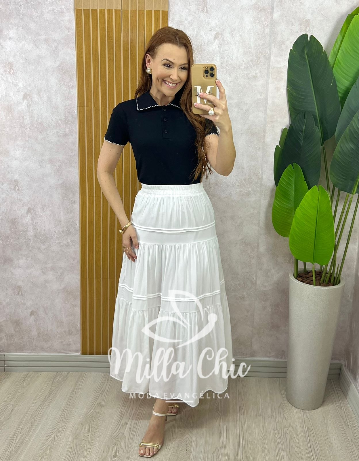 Milla Chic - millachic com br saia cibele em rayon azul copia 2 Saia Cibele em Rayon - Branca - Milla Chic