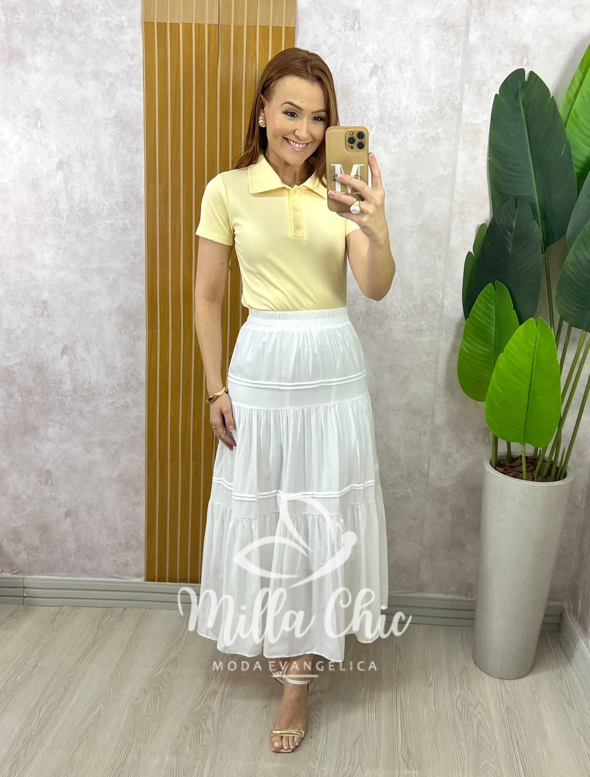 Milla Chic - millachic com br saia cibele em rayon azul copia 3 Saia Cibele em Rayon - Branca - Milla Chic