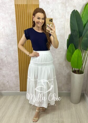 Milla Chic - millachic com br saia cibele em rayon azul copia Saia Cibele em Rayon - Branca - Milla Chic