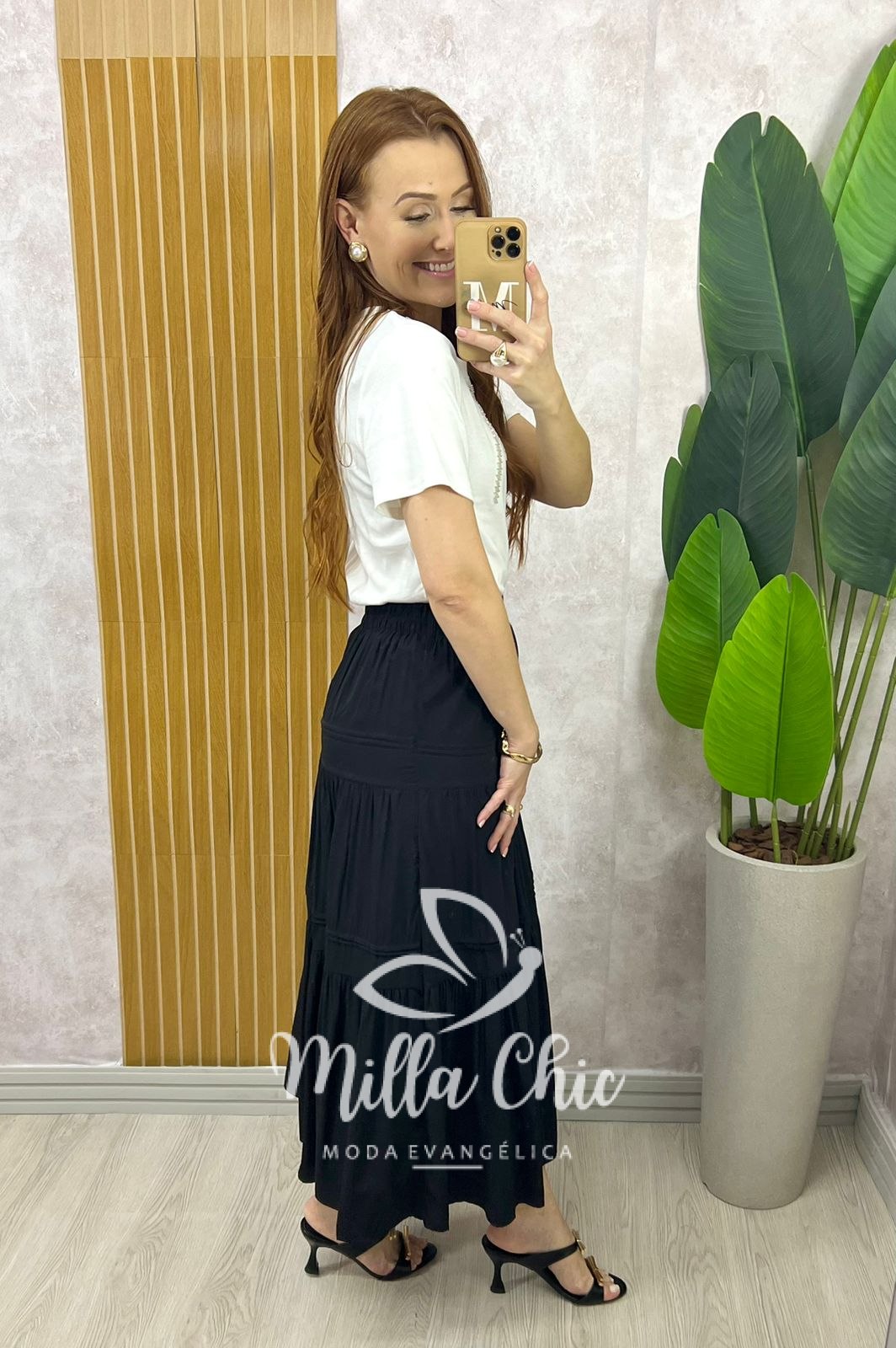 Milla Chic - millachic com br saia cibele em rayon azul copia 4 Saia Cibele em Rayon - Preta - Milla Chic