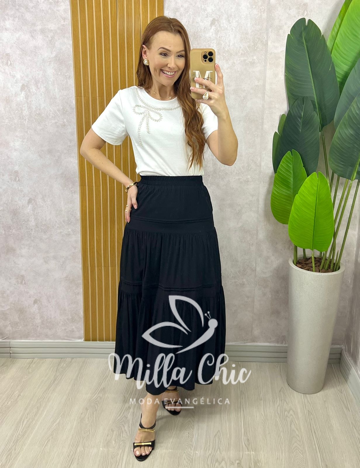 Milla Chic - millachic com br saia cibele em rayon azul copia 5 Saia Cibele em Rayon - Preta - Milla Chic