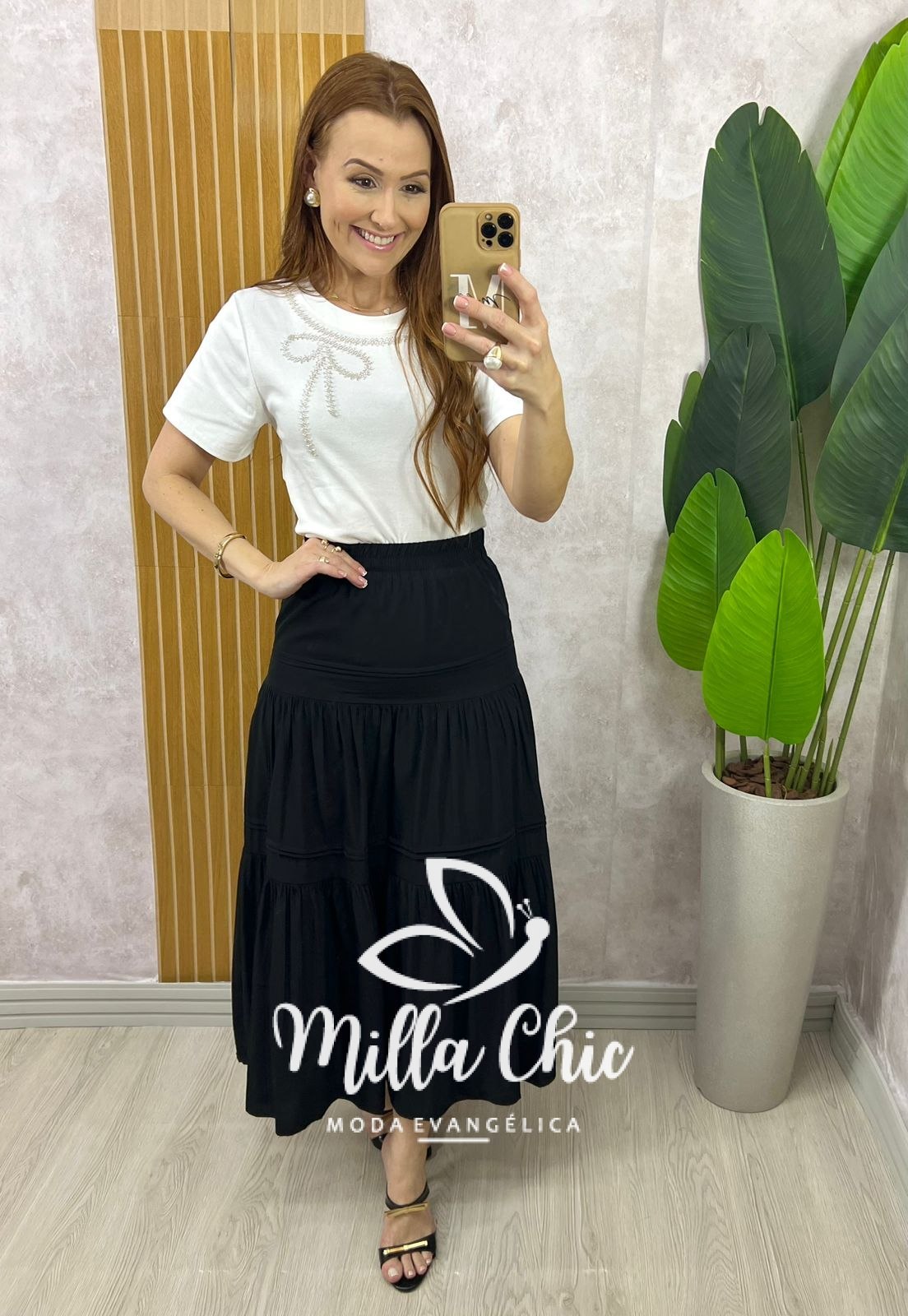 Milla Chic - millachic com br saia cibele em rayon azul copia 6 Saia Cibele em Rayon - Preta - Milla Chic