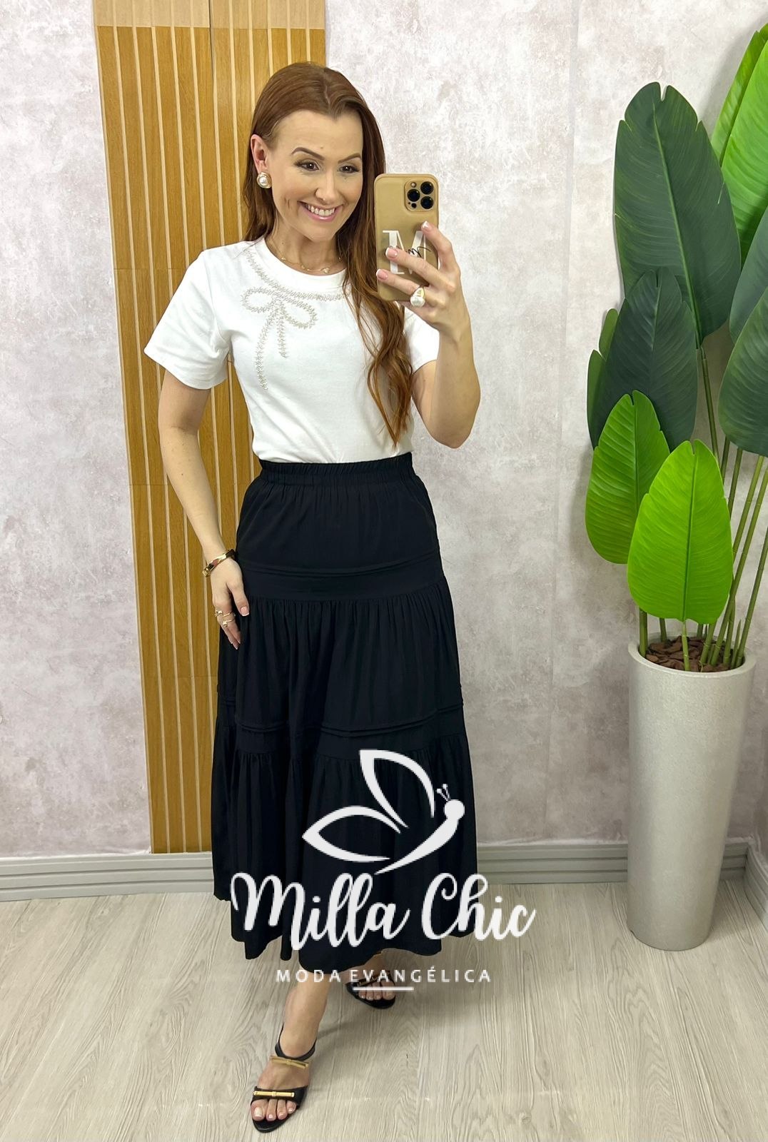Milla Chic - millachic com br saia cibele em rayon azul copia 7 Saia Cibele em Rayon - Preta - Milla Chic
