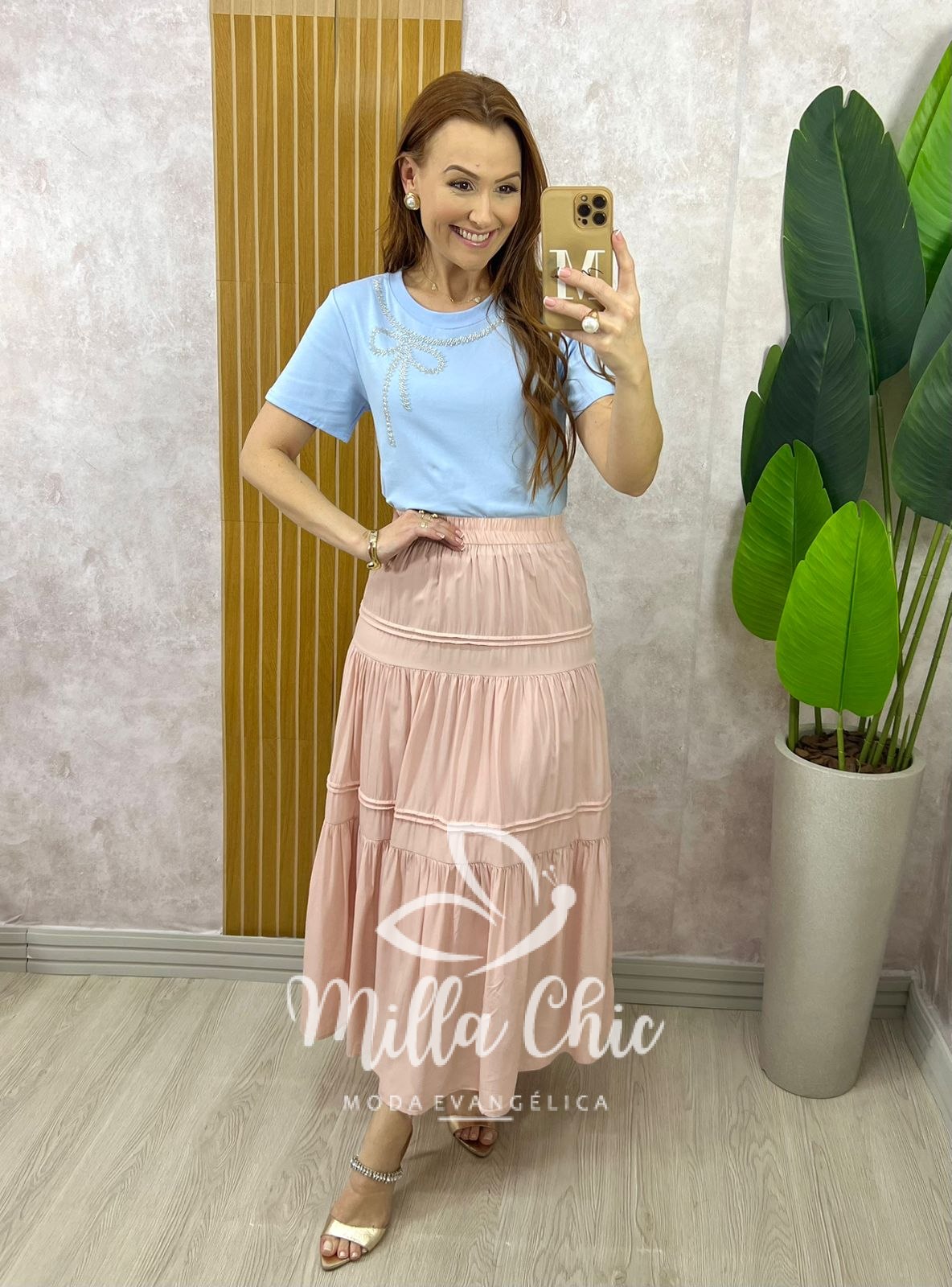 Milla Chic - millachic com br saia cibele em rayon castanho copia 2 Saia Cibele em Rayon - Rosa Pó - Milla Chic