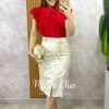 Saia Clara Em Linho - Areia - Milla Chic