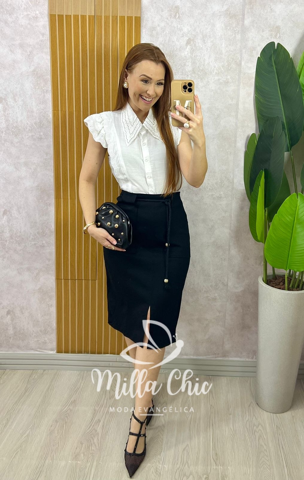 Milla Chic - millachic com br saia clara em linho areia copia Saia Clara Em Linho - Preta - Milla Chic