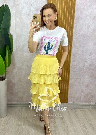 Saia Isa Em Camadas - Amarela - Milla Chic