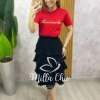 Saia Isa Em Camadas - Preta - Milla Chic