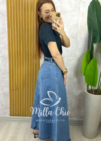 Saia jeans Simone - Milla Chic