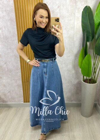 Saia jeans Simone - Milla Chic