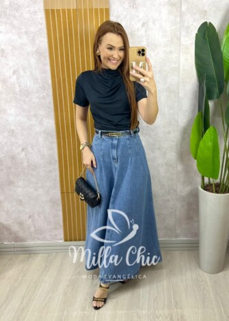 Saia jeans Simone - Milla Chic