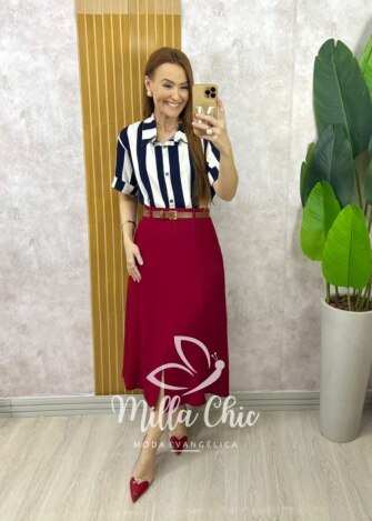 Saia Joaquina - Cereja - Milla Chic