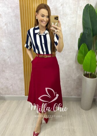 Milla Chic - millachic com br saia joaquina em alfaiataria rosa antigo copia 1 Saia Joaquina - Cereja - Milla Chic