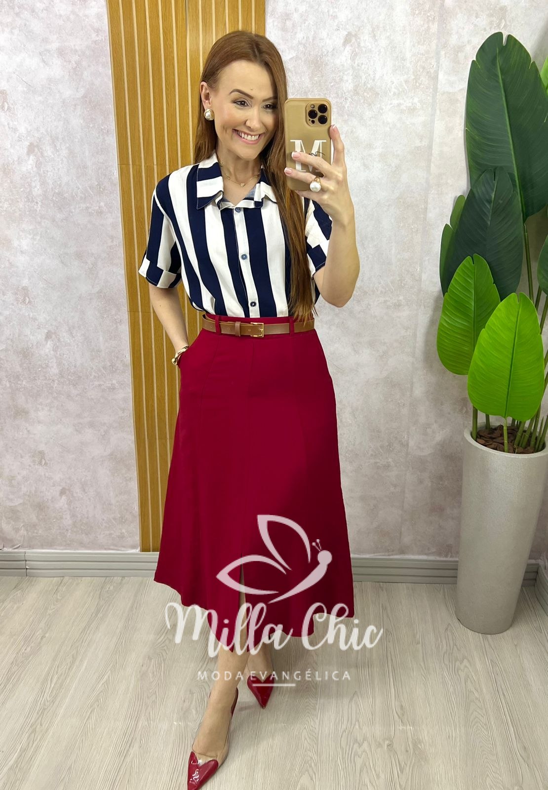Milla Chic - millachic com br saia joaquina em alfaiataria rosa antigo copia 1 Saia Joaquina - Cereja - Milla Chic