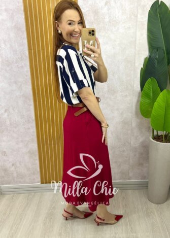 Milla Chic - millachic com br saia joaquina em alfaiataria rosa antigo copia 2 Saia Joaquina - Cereja - Milla Chic