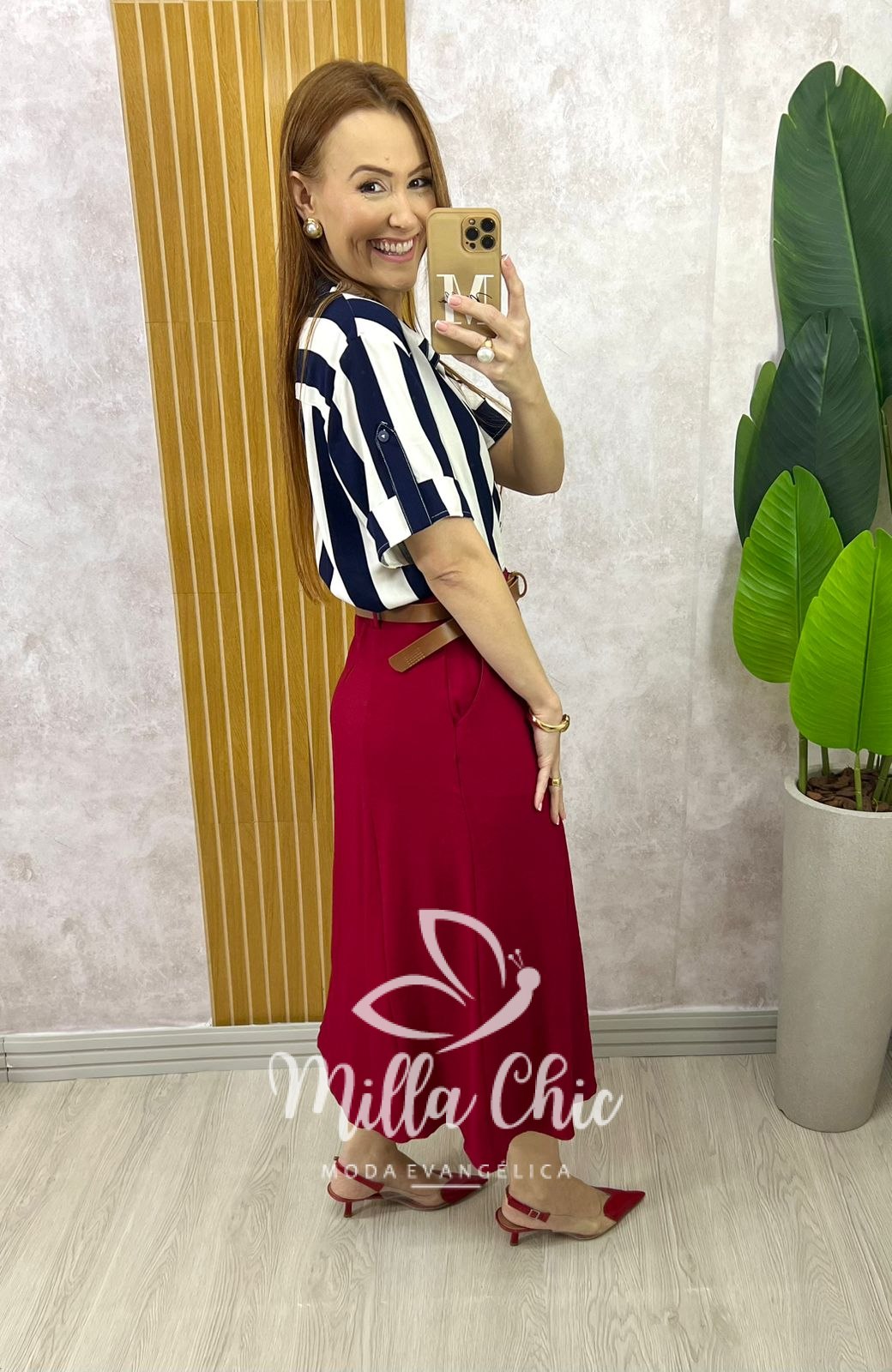 Milla Chic - millachic com br saia joaquina em alfaiataria rosa antigo copia 2 Saia Joaquina - Cereja - Milla Chic