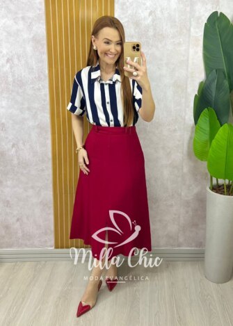 Milla Chic - millachic com br saia joaquina em alfaiataria rosa antigo copia 3 Saia Joaquina - Cereja - Milla Chic
