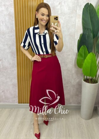 Milla Chic - millachic com br saia joaquina em alfaiataria rosa antigo copia Saia Joaquina - Cereja - Milla Chic
