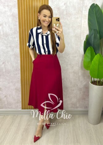 Saia Joaquina - Cereja - Milla Chic
