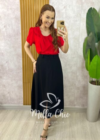 Saia Lúcia em Alfaiataria Marrant - Natural - Milla Chic