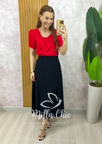 Saia Lúcia em Alfaiataria Marrant - Natural - Milla Chic