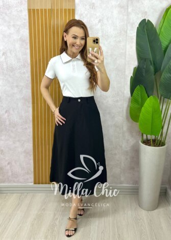 Milla Chic - millachic com br saia perla em alfaiataria marrant natural copia 1 Saia Perla em Alfaiataria Marrant - Preta - Milla Chic